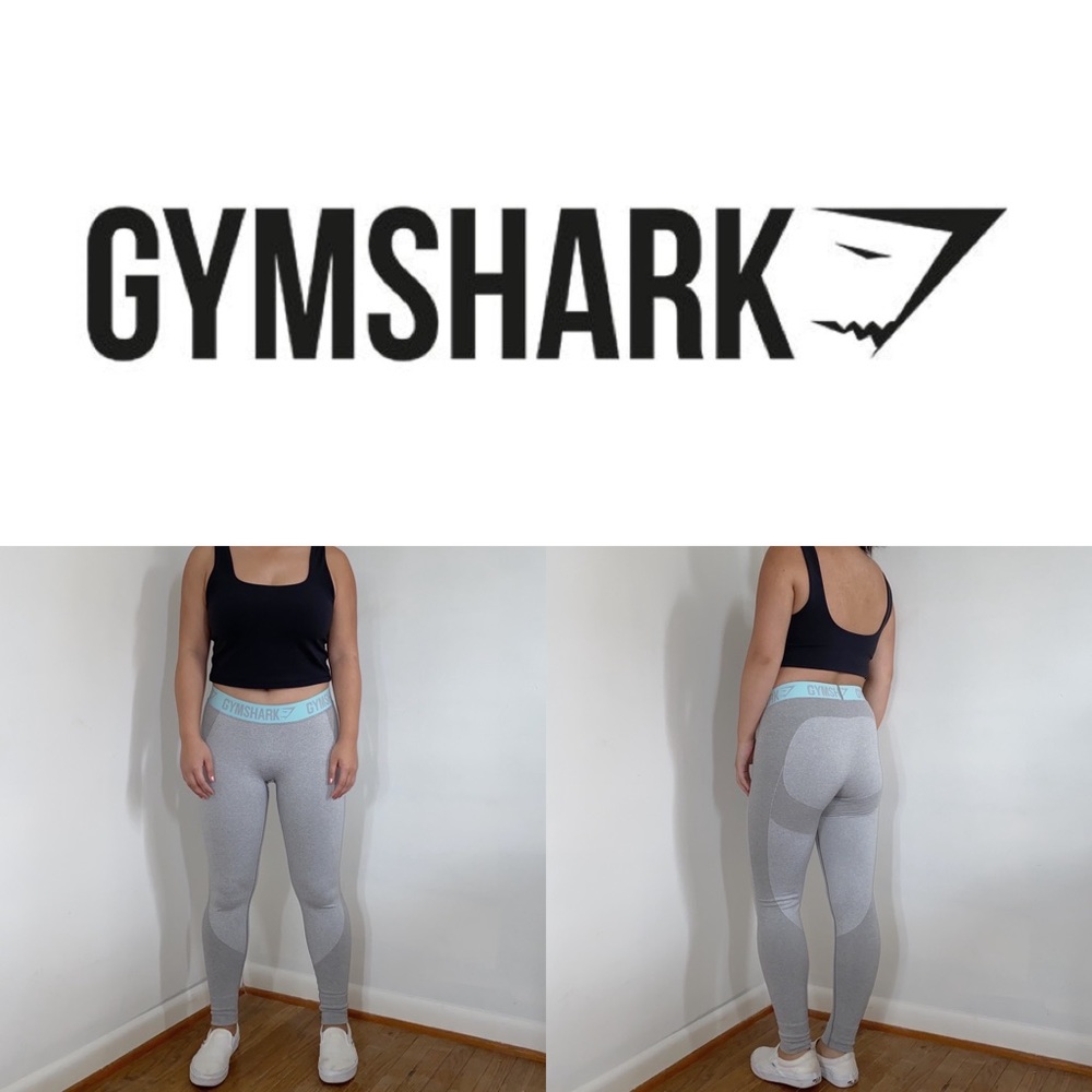 Gymshark Flex Leggings Light Grey Marl/Pale Turquoise